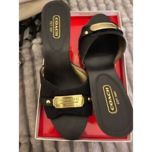 Coach abella slides/shoes/heels sz 10 black/gold